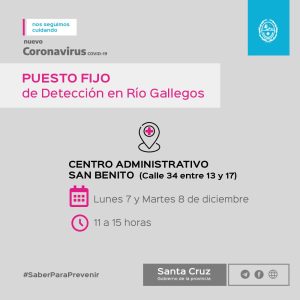 Los Centros de Detección atienden este  lunes y martes en Río Gallegos