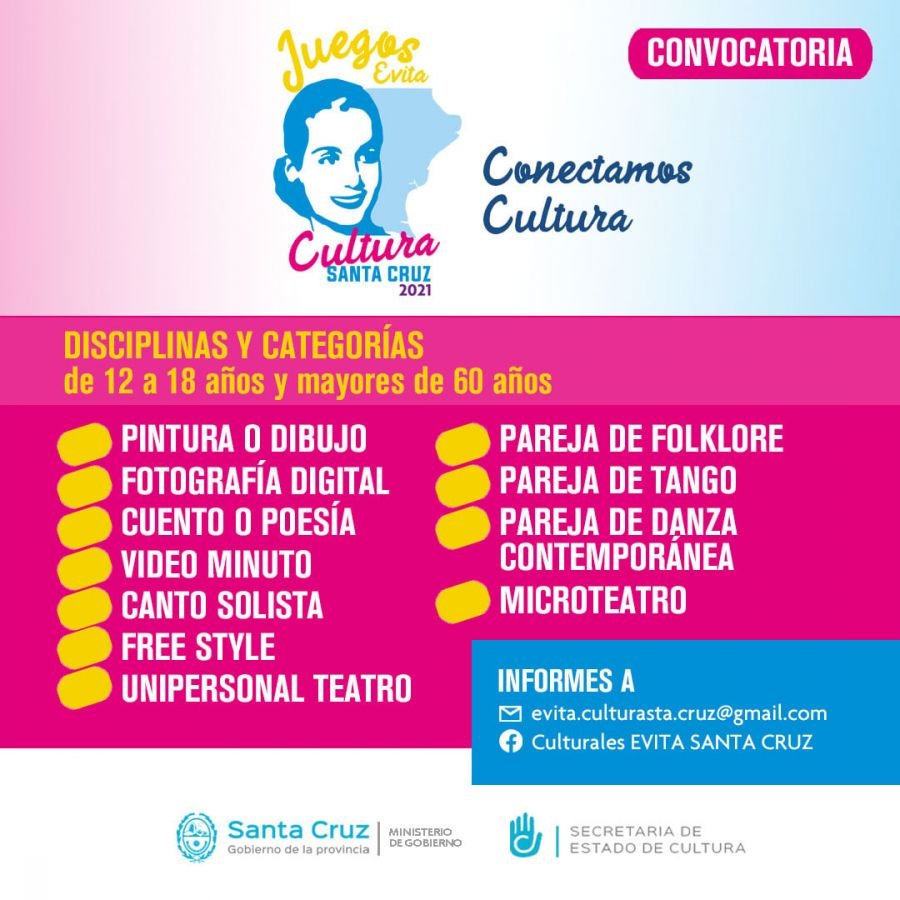 Abren la convocatoria para los Juegos Culturales Evita-Edición Virtual 2021
