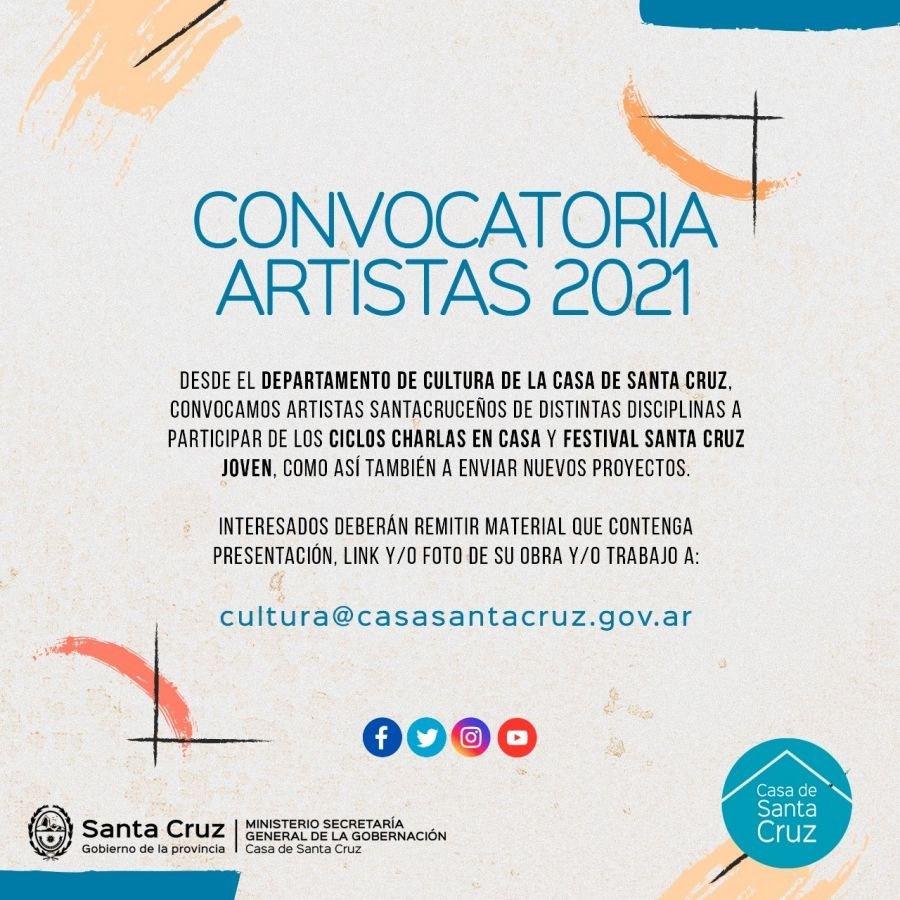 Casa de Santa Cruz lanza convocatoria a artistas santacruceñxs
