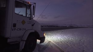 Vialidad Provincial realiza tareas de despeje de nieve y distribución de sal en rutas