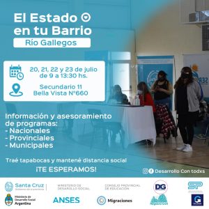 “El Estado en tu Barrio” llegará al Secundario Nº 11 de Río Gallegos
