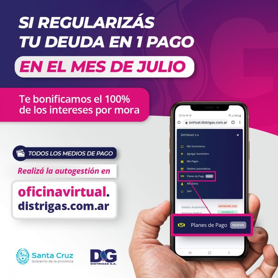 Distrigas informa la bonificación de intereses a quienes regularicen deudas