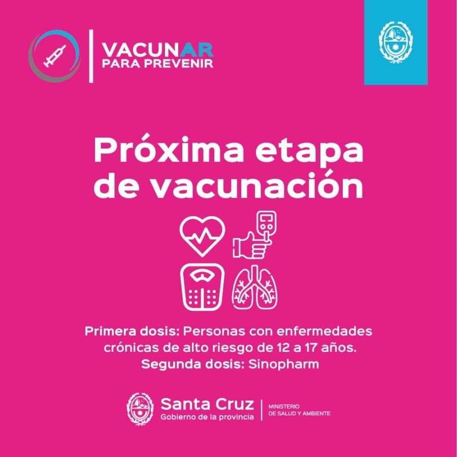 Vacunar para prevenir: Habilitan turnos para segundas dosis de Sinopharm y primera dosis a adolescentes con patologías graves