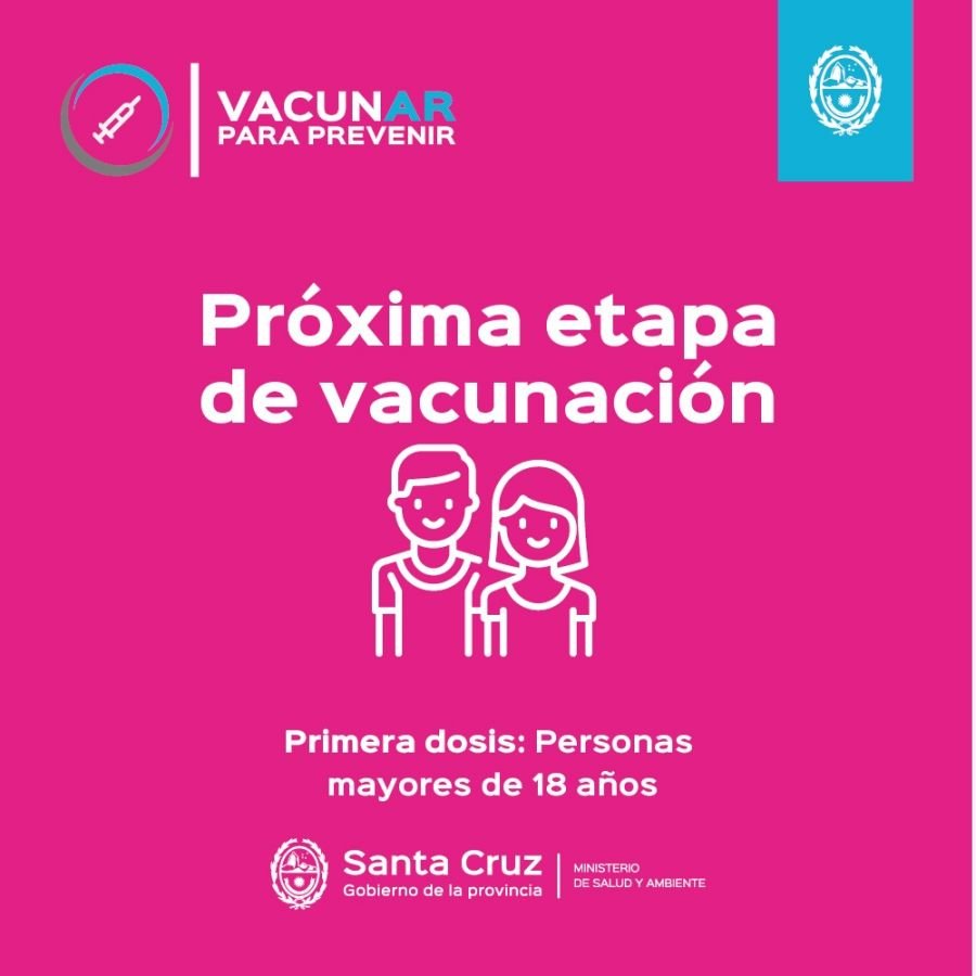 Vacunar para prevenir: Se habilitan turnos para la aplicación de primeras dosis a mayores de 18 años