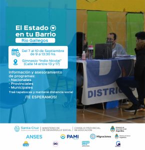 “El Estado en tu Barrio”: Estará desde hoy en el Gimnasio Municipal Indio Nicolai de Río Gallegos