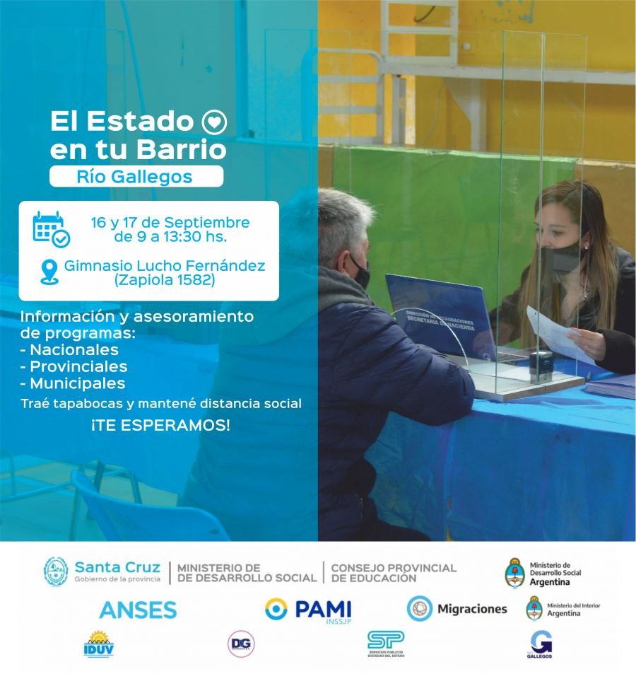 El dispositivo “El Estado en tu Barrio” llegará al Gimnasio Lucho Fernández de Río Gallegos