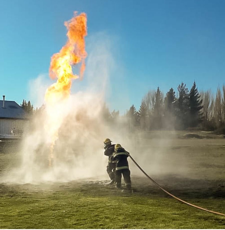 Realizaron simulacro de incendio en la Planta de Gas de Los Antiguos