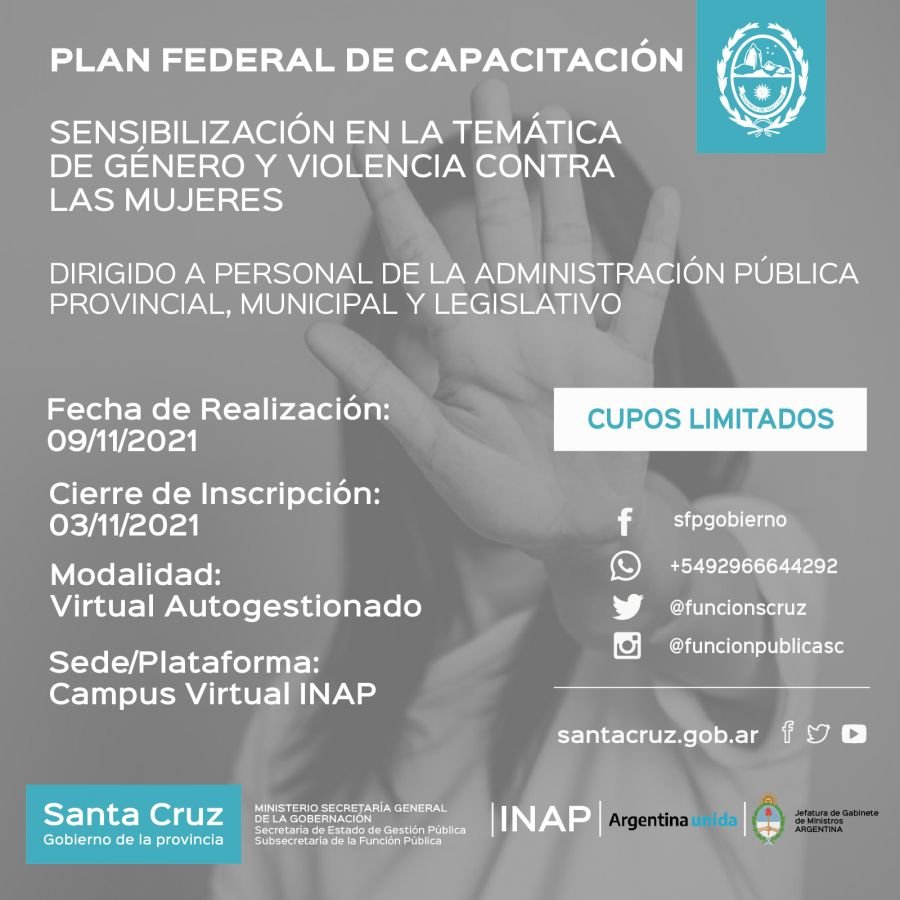 INAP brindará capacitación sobre género y violencia contra las mujeres para agentes de la Administración Pública
