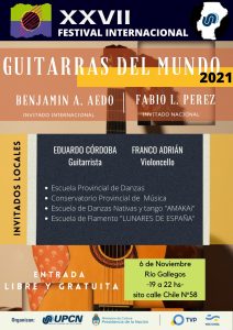 Profesores del Conservatorio Provincial de Música participarán en el Festival Guitarras del Mundo