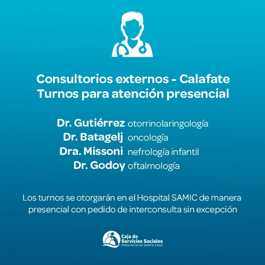 Especialistas itinerantes atenderán en El Calafate