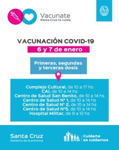 A tener en cuenta: 6 y 7 de enero continuarán los testeos y la vacunación en Río Gallegos