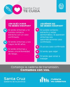 Nuevas medidas sanitarias de aislamiento e hisopado para Santa Cruz