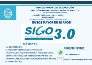 Educación abre inscripciones al Programa SIGO