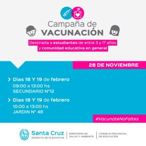 Avanzan las jornadas vacunación en distintas escuelas de la provincia