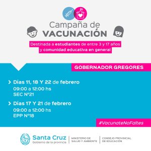 Avanzan las jornadas vacunación en distintas escuelas de la provincia