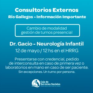 Caja de Servicios Sociales: Cambia la modalidad de solicitud de turnos con especialistas itinerantes en Río Gallegos