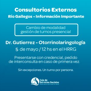 Caja de Servicios Sociales: Cambia la modalidad de solicitud de turnos con especialistas itinerantes en Río Gallegos