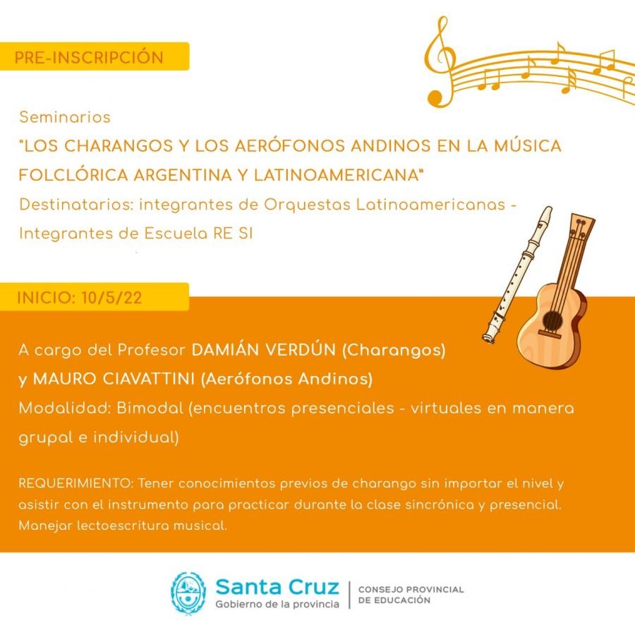 Se encuentra abierta la pre-inscripción a los seminarios de Charangos y Aerófonos