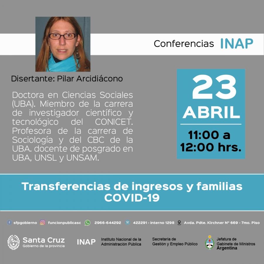 Mañana se realizará la videoconferencia "Transferencias de Ingresos y Familias en el contexto de COVID -19"