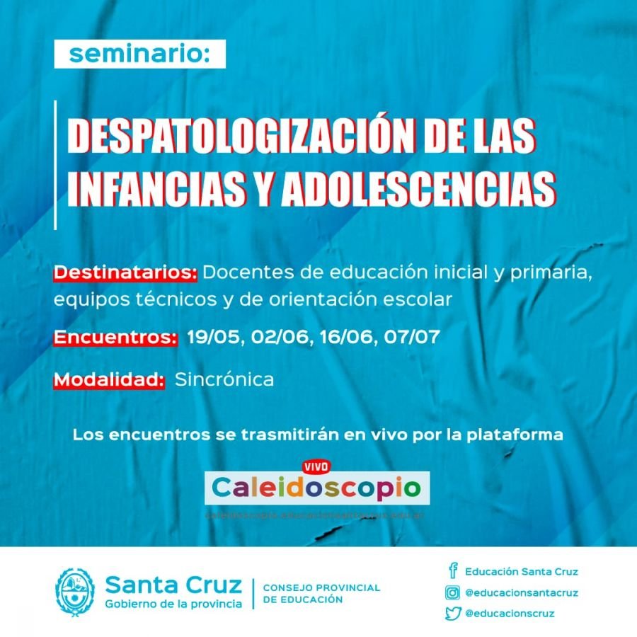 Educación invita a inscribirse en el Seminario “Despatologización de las infancias y adolescencias”